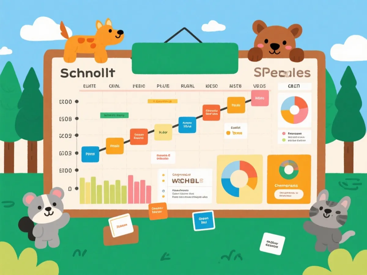 Animal competition 赛程与数据趋势示意图